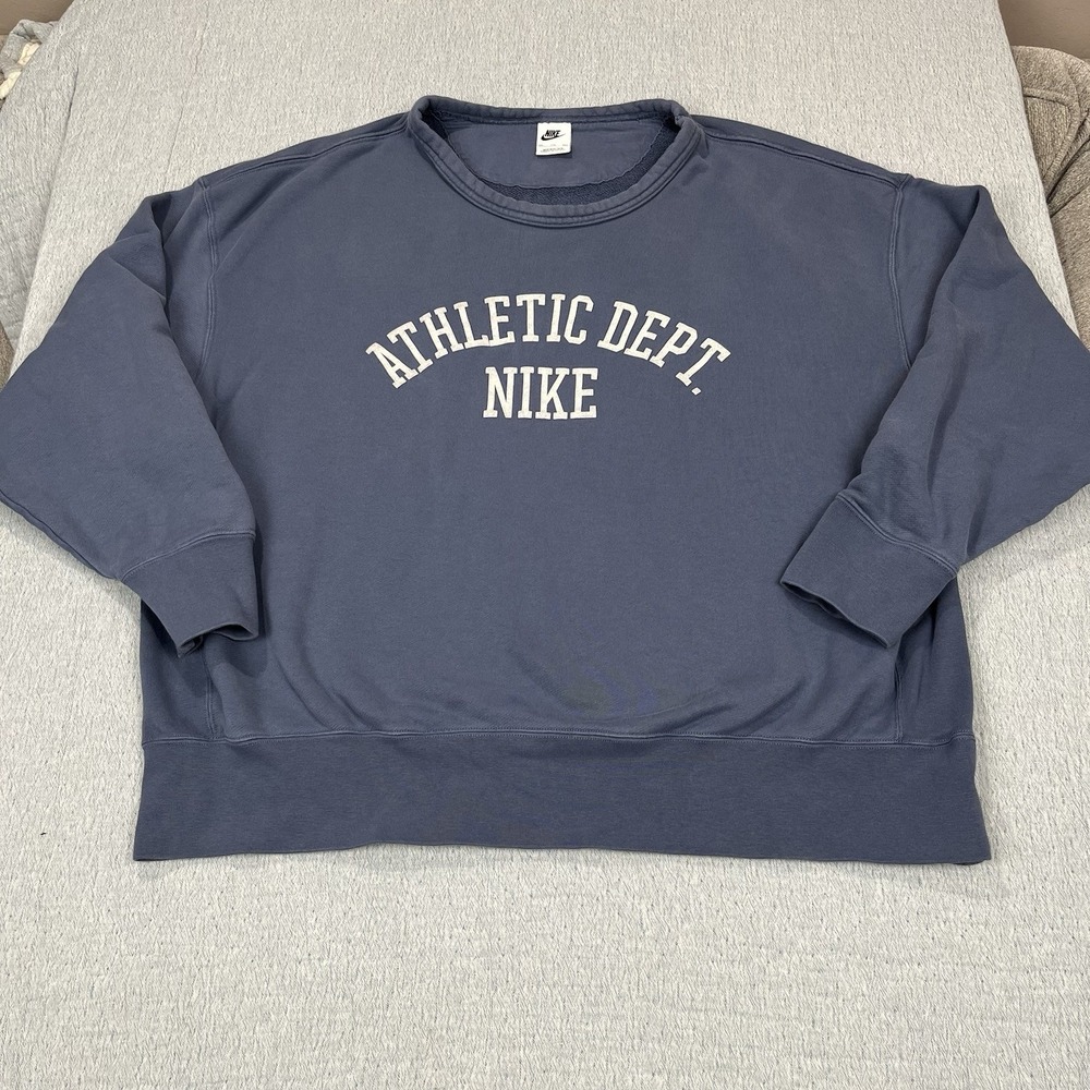 Nike Men's Sportswear Trend Fleece Crew DX0025-491 Diffused Blue/Sail 2XL *stain